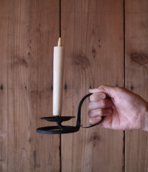 Hand-forged Iron Candle Holder with Round Handle (For candle size #7-10)