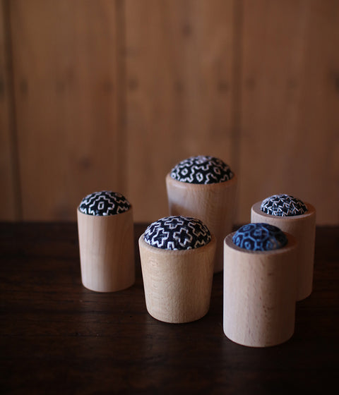 Sashiko Pincushion (Straight wood cups)