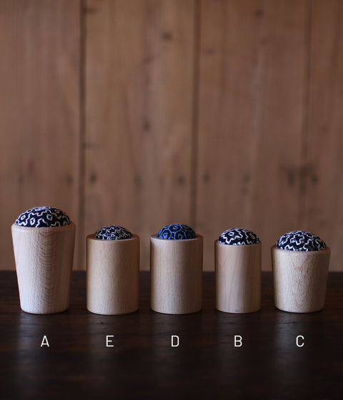 Sashiko Pincushion (Straight wood cups)