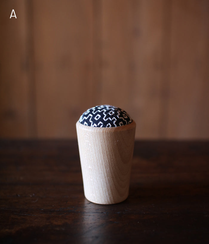 Sashiko Pincushion (Straight wood cups)