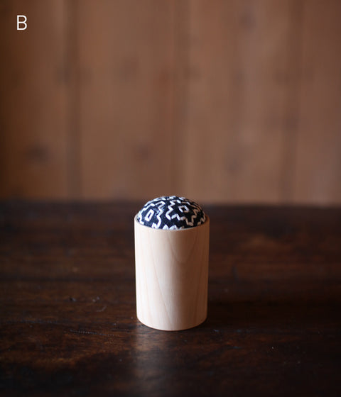 Sashiko Pincushion (Straight wood cups)