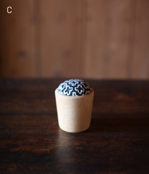 Sashiko Pincushion (Straight wood cups)