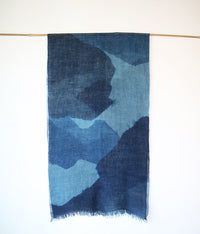 Aizome Indigo Dyed Organic Linen Scarf [Patterned 241A] [10%OFF]