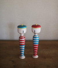 Stripe Kokeshi Doll with Beret Hat