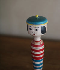 Stripe Kokeshi Doll with Beret Hat