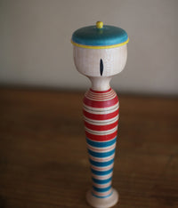 Stripe Kokeshi Doll with Beret Hat