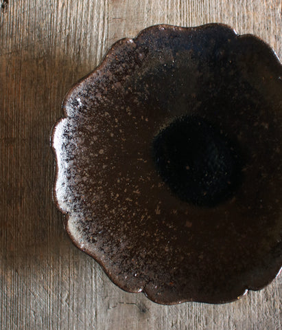 Black Glaze Flower-Shaped Plate