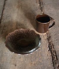 Black Glaze Flower-Shaped Plate