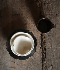 Black Glaze Flower-Shaped Plate