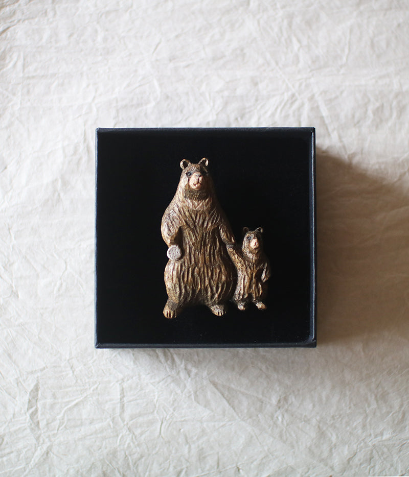 Hand-Carved Bear Brooch