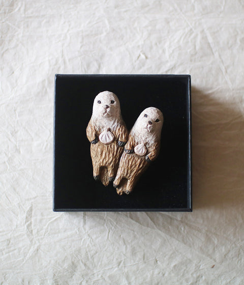 Hand-Carved Sea Otter Brooch - sold out