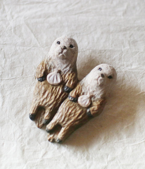 Hand-Carved Sea Otter Brooch - sold out