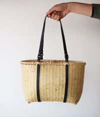 Bamboo Basket Round Tote - Tanned Handle