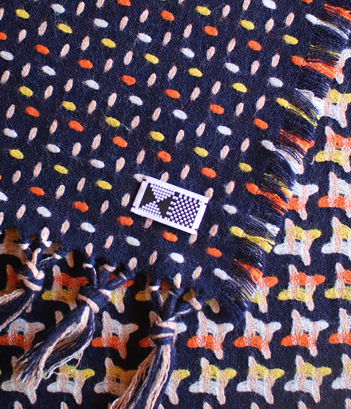 kijinokanosei long scarf {matsuribayashi / navy x yellow, orange}