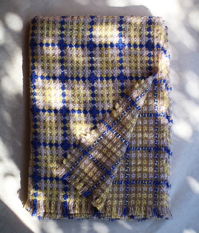 kijinokanosei wool throw {sankanshion / yellow x blue}