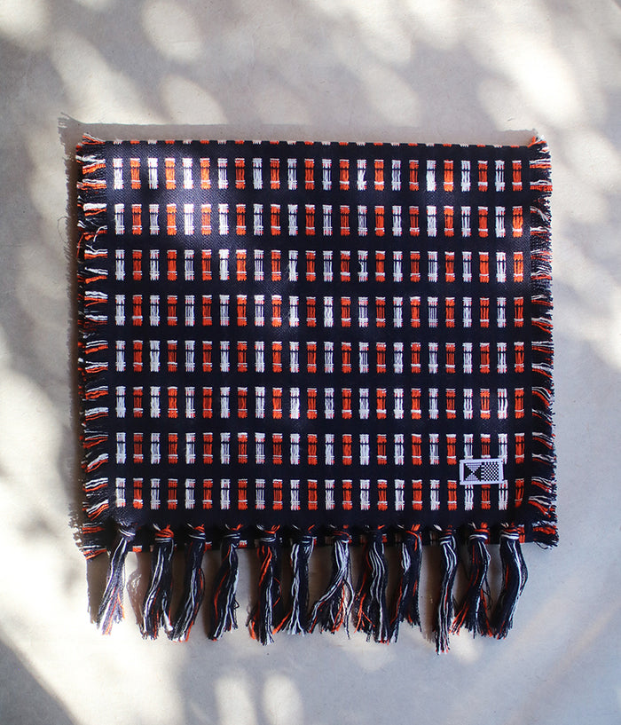 kijinokanosei long scarf {shimobashira / navy x orange, white}