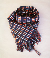 kijinokanosei long scarf {shimobashira / navy x orange, white}