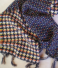 kijinokanosei long scarf {matsuribayashi / navy x yellow, orange}