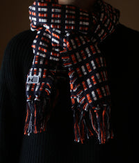 kijinokanosei long scarf {shimobashira / navy x orange, white}