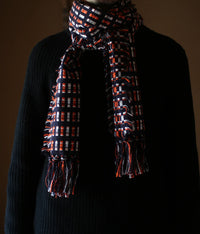 kijinokanosei long scarf {shimobashira / navy x orange, white}