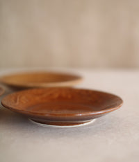 Gunji Pottery Bird & Flower Mini Plate {Light Brown}