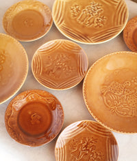 Gunji Pottery Bird & Flower Mini Plate {Light Brown}