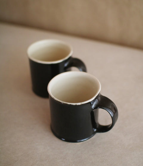 Black Pottery Mug