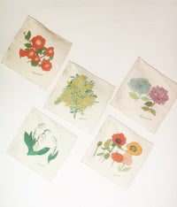 Mini Linen Floral Design Handkerchiefs