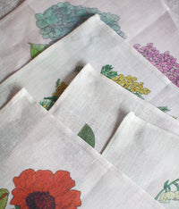 Mini Linen Floral Design Handkerchiefs