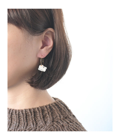 Kimiko Suzuki Porcelain + Gold Hoop Earrings [B]