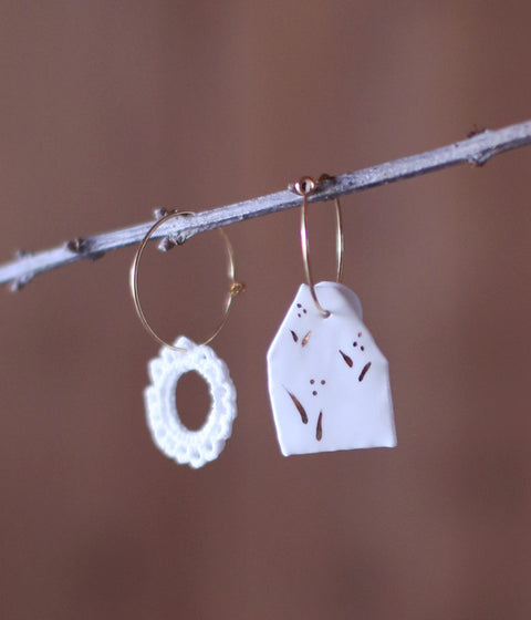 Kimiko Suzuki Porcelain + Gold Hoop Earrings [C] (sold out)