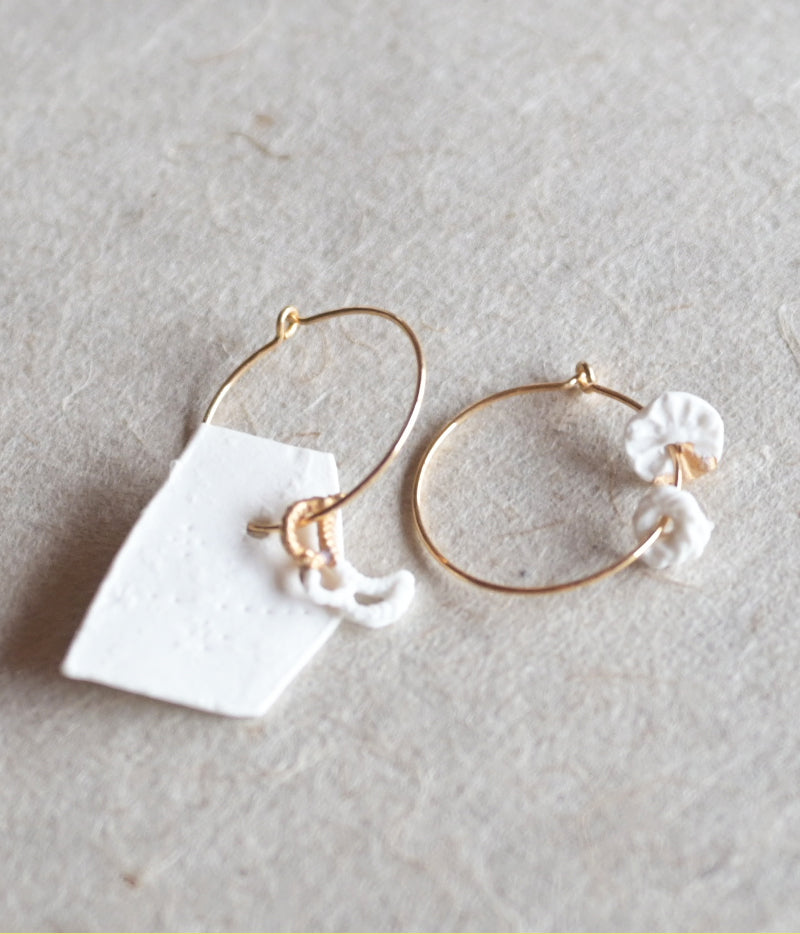 Kimiko Suzuki Porcelain + Gold Hoop Earrings [A]