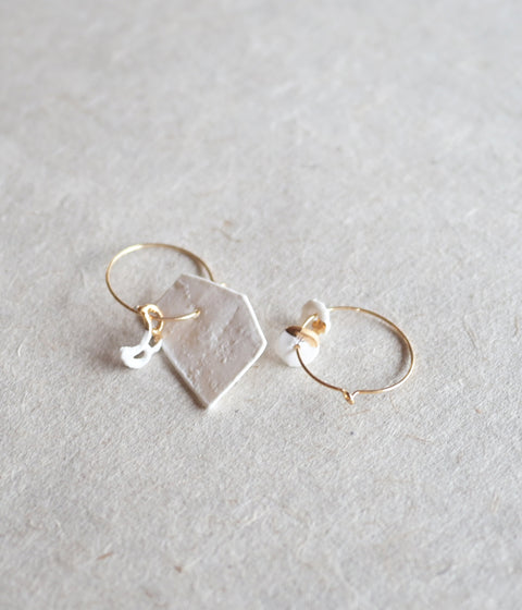 Kimiko Suzuki Porcelain + Gold Hoop Earrings [A]