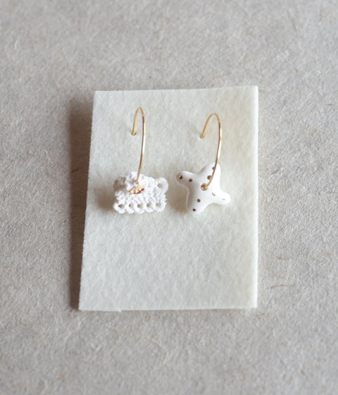 Kimiko Suzuki Porcelain + Gold Hoop Earrings [B]