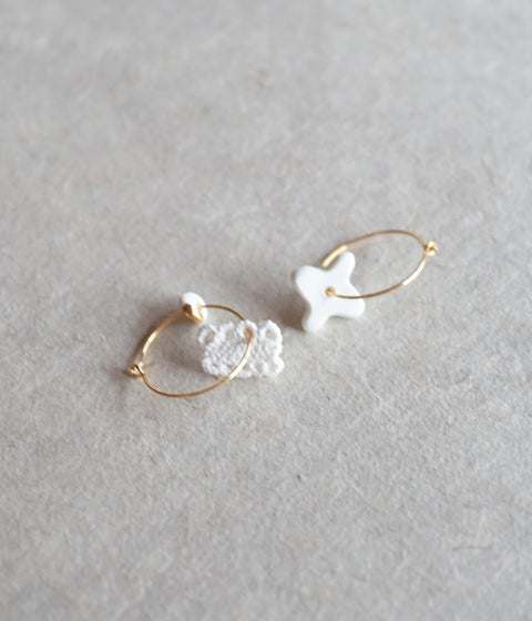 Kimiko Suzuki Porcelain + Gold Hoop Earrings [B]