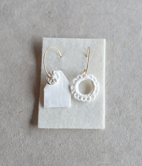 Kimiko Suzuki Porcelain + Gold Hoop Earrings [C] (sold out)