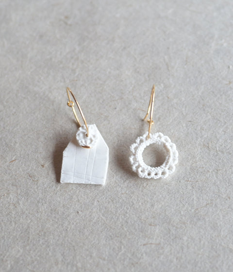 Kimiko Suzuki Porcelain + Gold Hoop Earrings [C] (sold out)