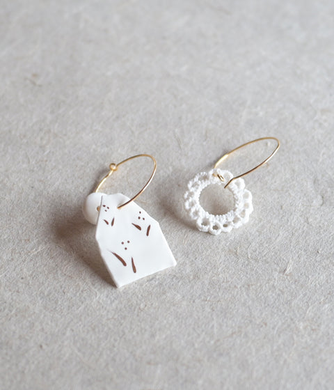 Kimiko Suzuki Porcelain + Gold Hoop Earrings [C] (sold out)