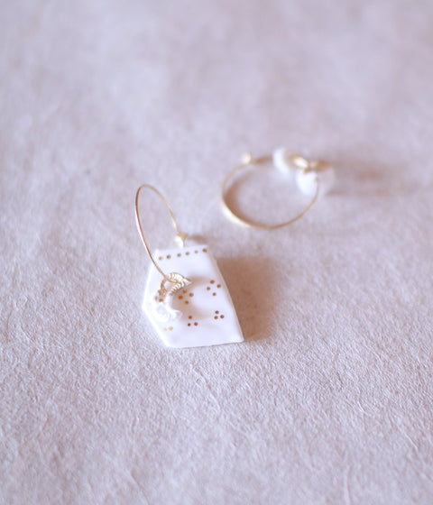Kimiko Suzuki Porcelain + Gold Hoop Earrings [A]