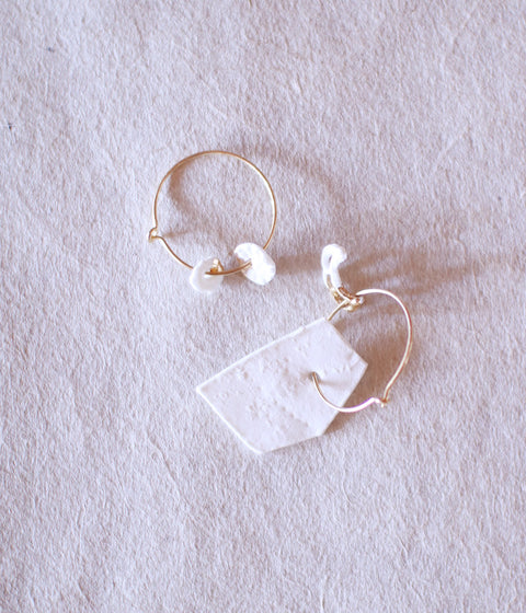 Kimiko Suzuki Porcelain + Gold Hoop Earrings [A]