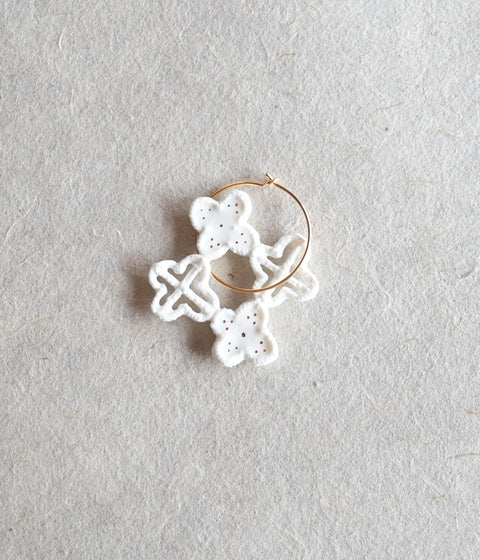 Kimiko Suzuki Ceramic Porcelain + Gold Hoop Earring {Single} A