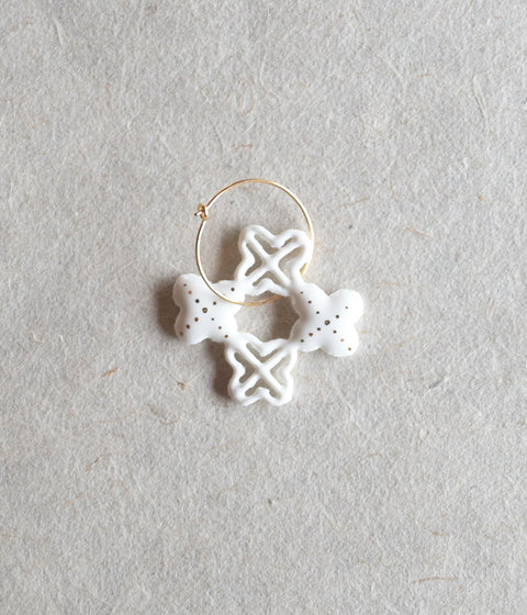 Kimiko Suzuki Ceramic Porcelain + Gold Hoop Earring {Single} A