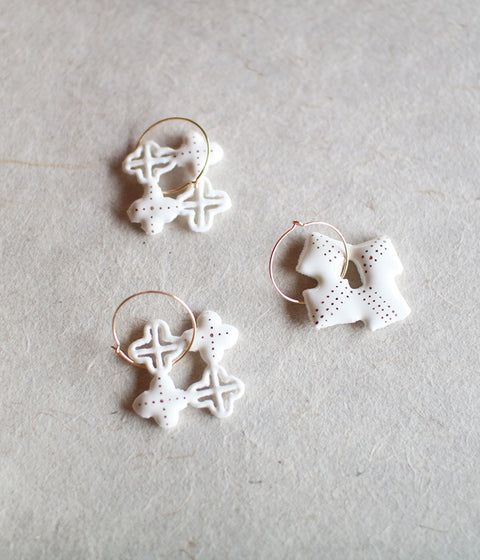 Kimiko Suzuki Ceramic Porcelain + Gold Hoop Earring {Single} A