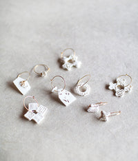 Kimiko Suzuki Porcelain + Gold Hoop Earrings [A]
