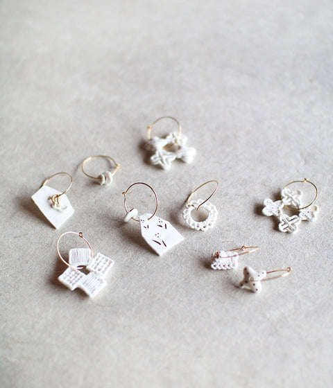 Kimiko Suzuki Ceramic Porcelain + Gold Hoop Earring {Single} B (sold out)