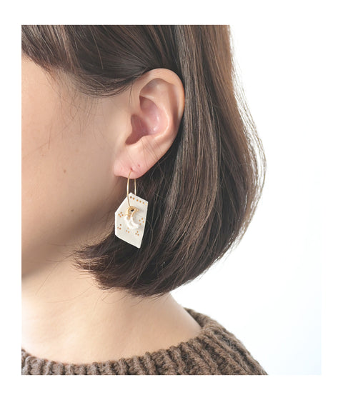 Kimiko Suzuki Porcelain + Gold Hoop Earrings [A]