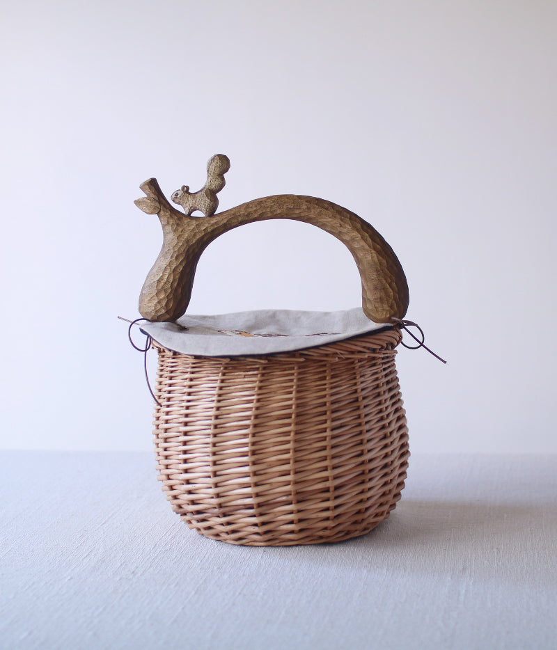 Squirrel Basket with Embroidery