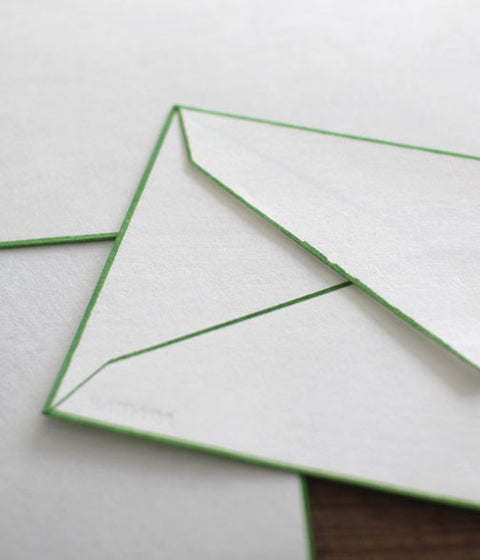 Woodblock Print Bordered Letter Set {Green}