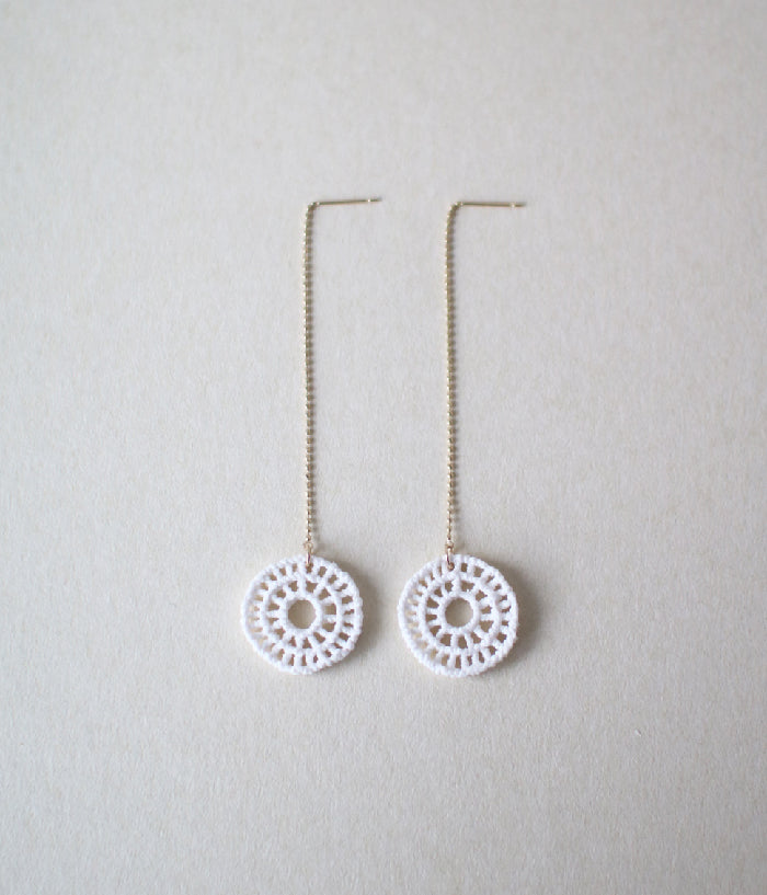 Kimiko Suzuki White Porcelain Threader Earrings