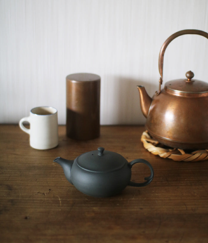 Asahi Copper Kyusu Teapot with Filter (Horizontal Rattan Handle
